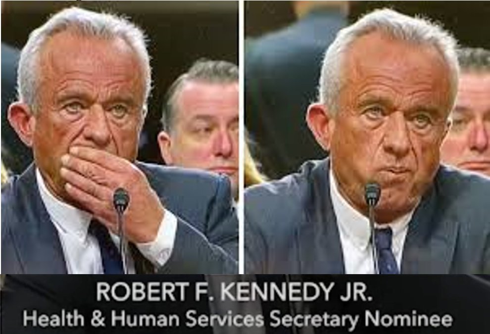 During his Senate confirmation hearing, Health & Human Services Secretary  Nominee, Robert F. Kennedy Jr., appeared to be slipping in a nicotine pouch  Read more: https://t.co/LSXWIb0N8C He was also spotted holding a