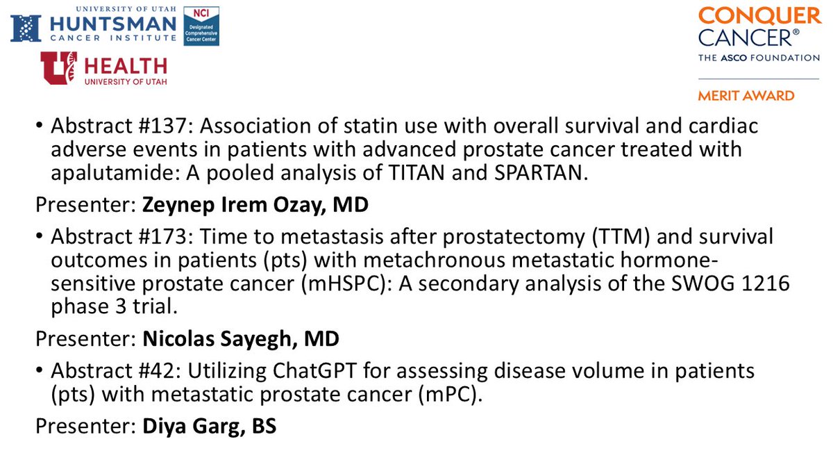 Neeraj Agarwal, MD, FASCO (@neerajaiims) on Twitter photo Congrats to 3 young investigators👇from <a href="/Huntsman_GU/">GU Cancer Research Program @HuntsmanCancer</a> for <a href="/ASCO/">ASCO</a> #GU25 <a href="/ConquerCancerFd/">Conquer Cancer, the ASCO Foundation</a> Merit Award! <a href="/ziremozay/">Zeynep Irem Ozay, MD</a> <a href="/nsayeghmd/">Nicolas Sayegh, MD</a> #DiyaGarg Names of all investigators who received the award👉 bit.ly/40HI1ma Abstract search👉 bit.ly/3EfRs4O <a href="/urotoday/">UroToday.com</a> <a href="/PCFnews/">Prostate Cancer Foundation</a> <a href="/OncoAlert/">OncoAlert</a> Congrats to 3 young investigators👇from <a href="/Huntsman_GU/">GU Cancer Research Program @HuntsmanCancer</a> for <a href="/ASCO/">ASCO</a> #GU25 <a href="/ConquerCancerFd/">Conquer Cancer, the ASCO Foundation</a> Merit Award! <a href="/ziremozay/">Zeynep Irem Ozay, MD</a> <a href="/nsayeghmd/">Nicolas Sayegh, MD</a> #DiyaGarg Names of all investigators who received the award👉 bit.ly/40HI1ma Abstract search👉 bit.ly/3EfRs4O <a href="/urotoday/">UroToday.com</a> <a href="/PCFnews/">Prostate Cancer Foundation</a> <a href="/OncoAlert/">OncoAlert</a>