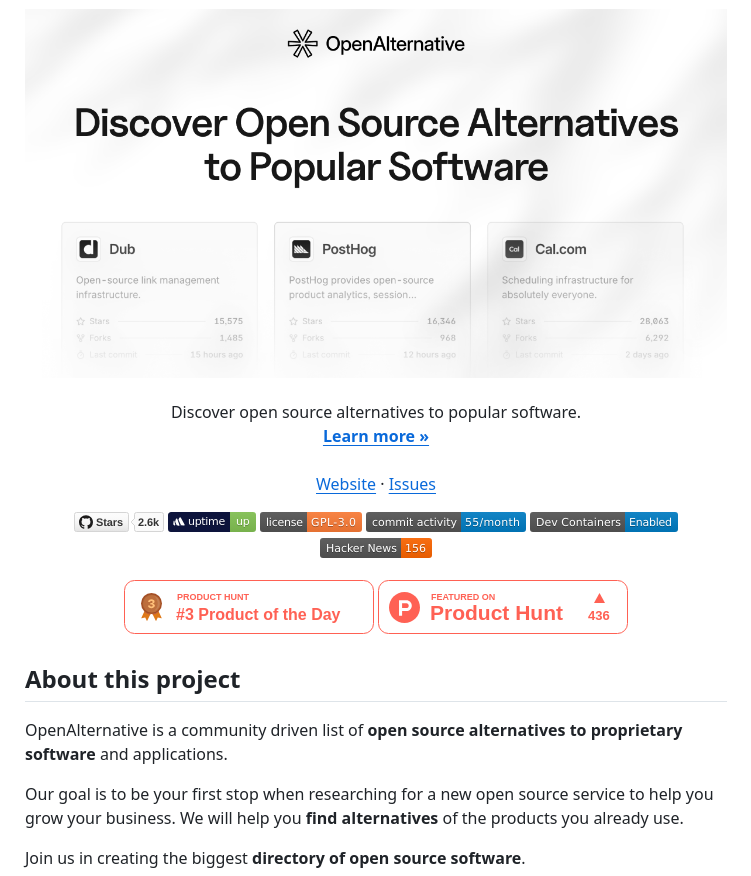 Open source software alternatives