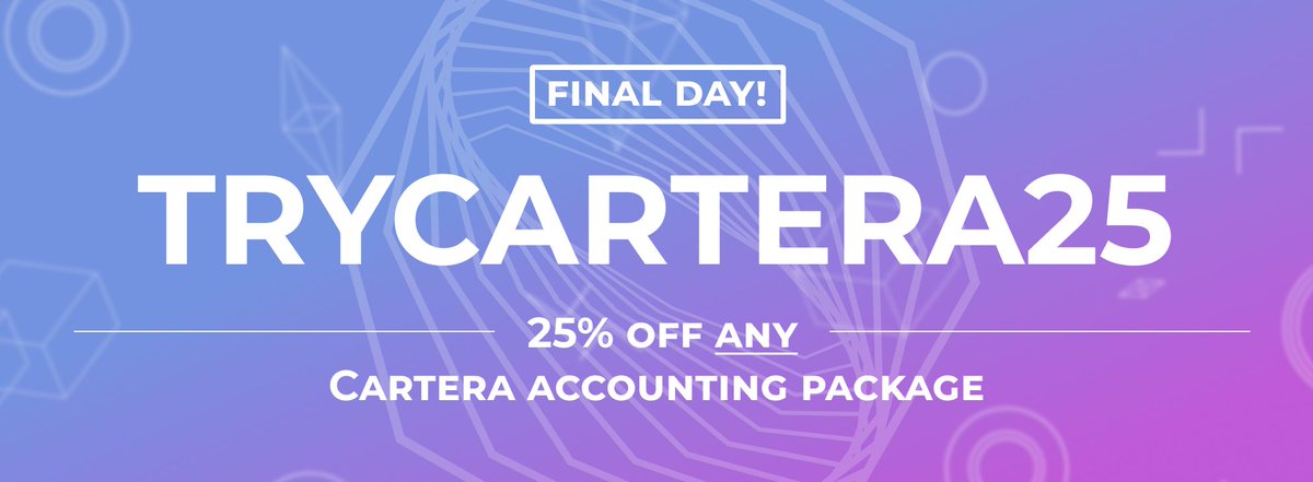 carteraioglobal's tweet photo. Cartera allows you to trade and LP on Uniswap or any other AMM without the need for manual reconciliations.

Today is the final day to save 25% on any Cartera accounting package with the code: TRYCARTERA25

Experience the Cartera difference at https://t.co/kbVhvHlhKg!