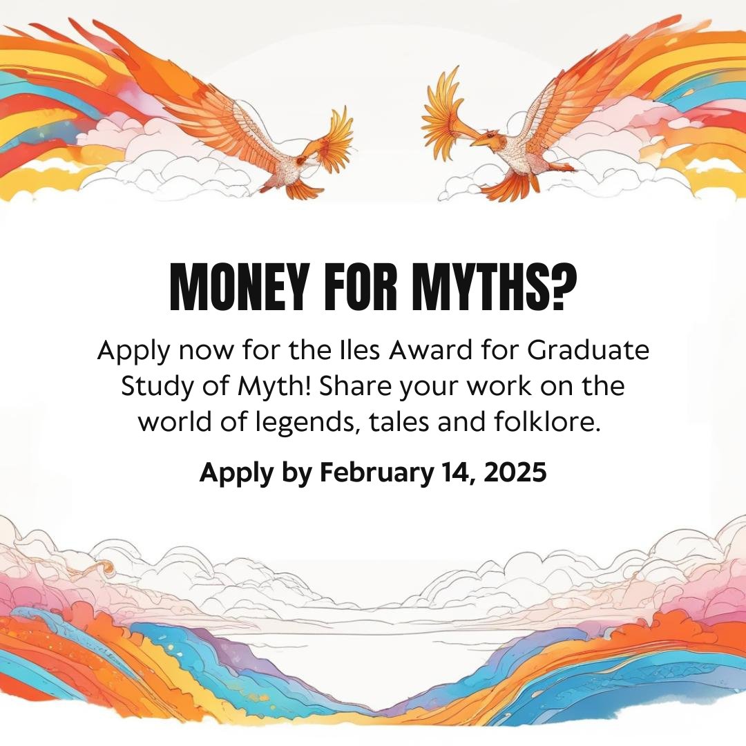 Due in two weeks: The Iles award was created in support of graduate student research on myth. Find all the information here: bit.ly/3Bp578E