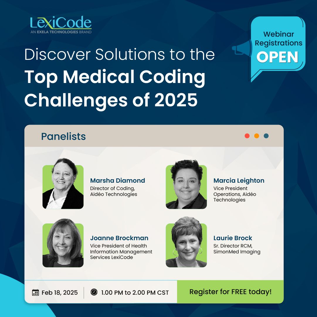 lexicode_coding's tweet photo. We're excited to introduce the incredible panelists for our upcoming FREE webinar on tackling the top medical coding challenges of 2025.  Click on the link to register for FREE today: https://t.co/BX0HFJimsT

#LexiCode #MedicalCoding #HealthcareTechnology #CodingChallenges https://t.co/kXjYTkqECU