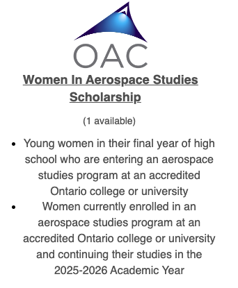 Aviation educators and friends checkout this opportunity for High School and Post Secondary $$ OAC Scholarships for Aerospace Studies - Ontario Aerospace Council (OAC) <a href="/the_oac/">The OAC</a>  theoac.ca/page/Scholarsh…