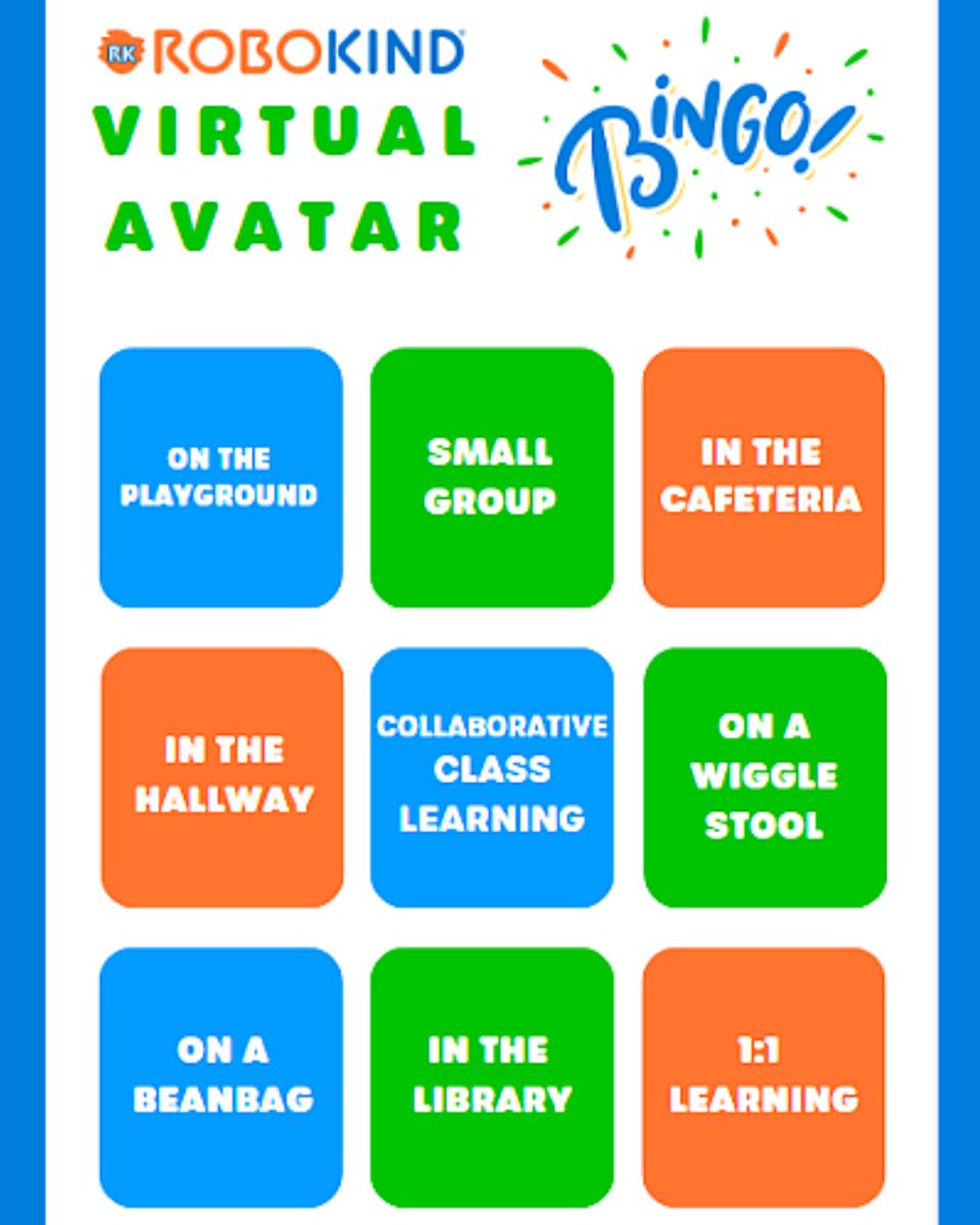 robokind's tweet image. Congratulations to the winners of our January RoboKind Virtual Avatar Bingo Challenge! 🏆 

Winners:
☑️ Ramona Ciceu from Richland 1, SC 🎓
☑️ Cari Neal from Huntington, IN 📘
☑️ Amanda Warne from Southwest Parke, IN 🍏

#RoboKind #Bingo #EdTech #Education #SpecialEducation