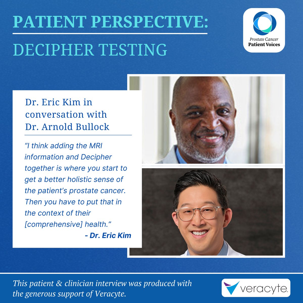 PCaVoices's tweet photo. A clearer path to treatment: 
The Decipher test helped Dr. Arnold Bullock make a critical decision about his prostate cancer care by identifying risks that other tests missed.

Watch his story here: https://t.co/ZepmoGYTvW

#ProstateCancerAwareness #DecipherTesting https://t.co/5lpFuIiuzV