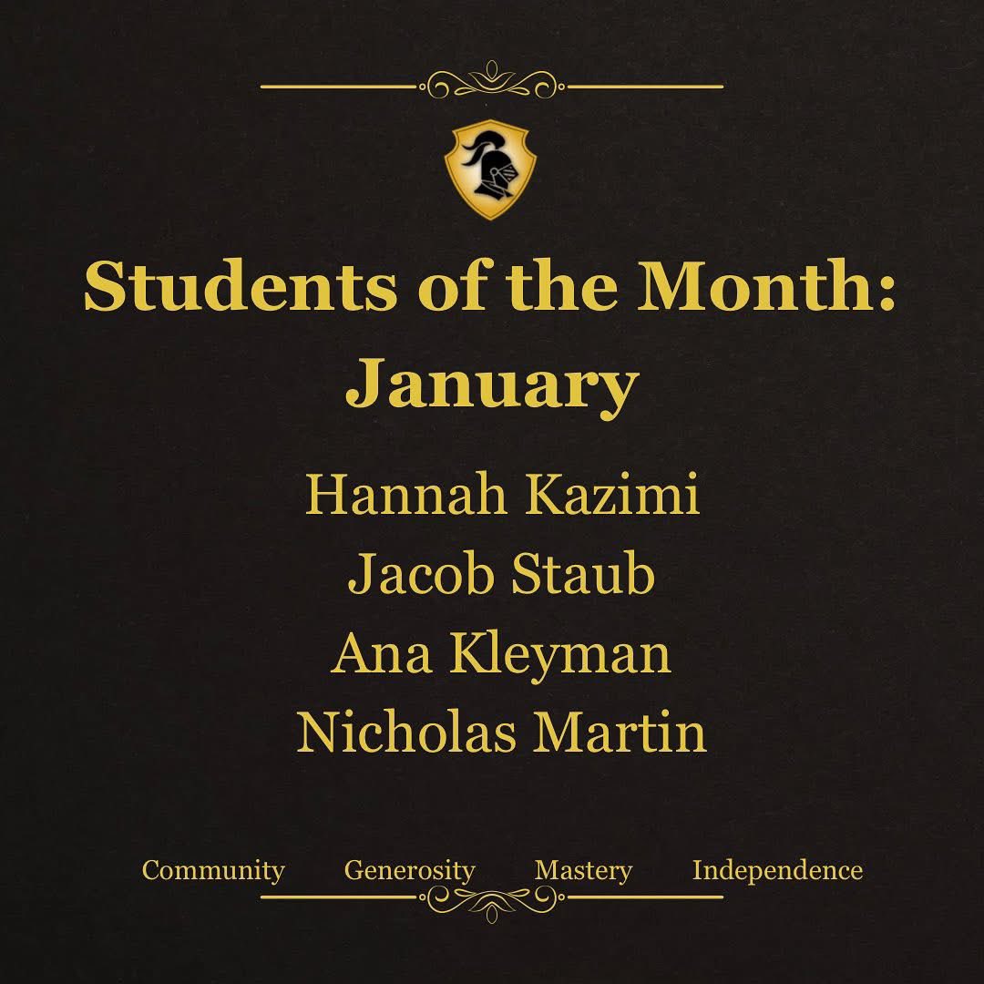 We are proud to announce our Junior High Students of the Month! #knight_vision3