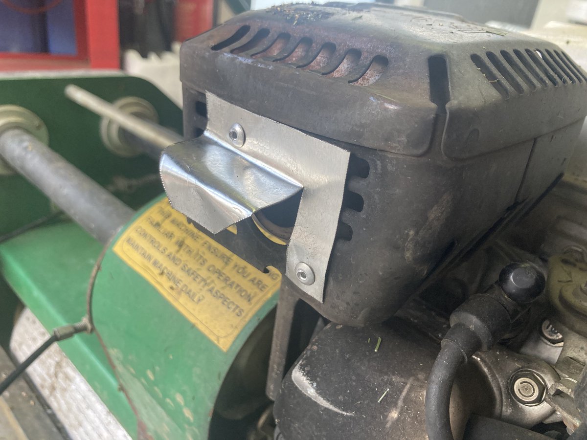 Fed up with breathing in hot exhaust fumes so made a replacement guard for our G860 😊 #groundsperson