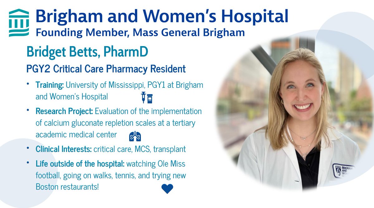 Meet Bridget, one of our incredible PGY2 critical care residents! Bridget has done a great job in her role on the Peer Review Committee, and we are looking forward to having her stay on full time after residency! #PharmRes #TwitteRx