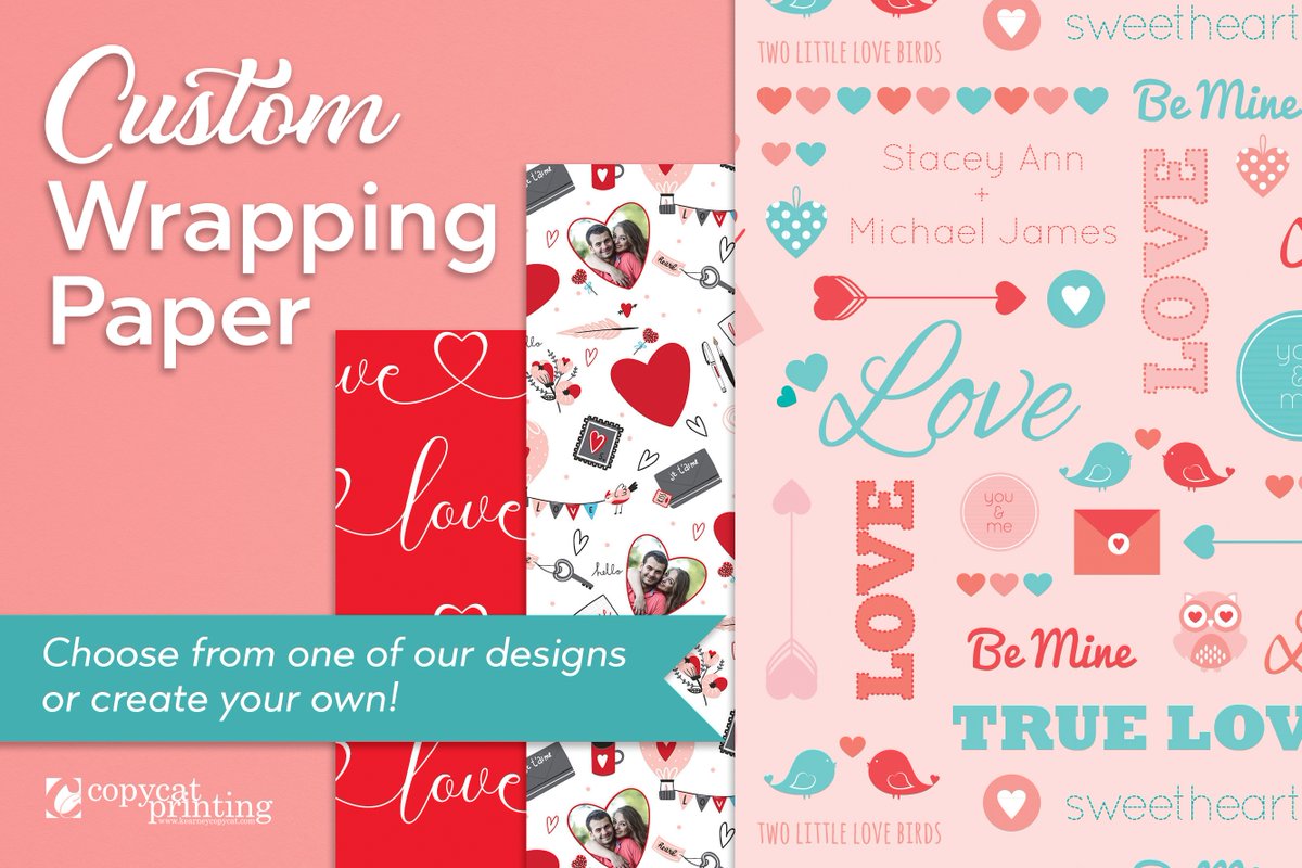 A gift your Valentine will not forget! Customize the wrapping paper with their name or anything special to the two of you. 

Have us create a design for you or pick one of our templates. You do have the option to send your own artwork to make your gift memorable! 

info@kearne...