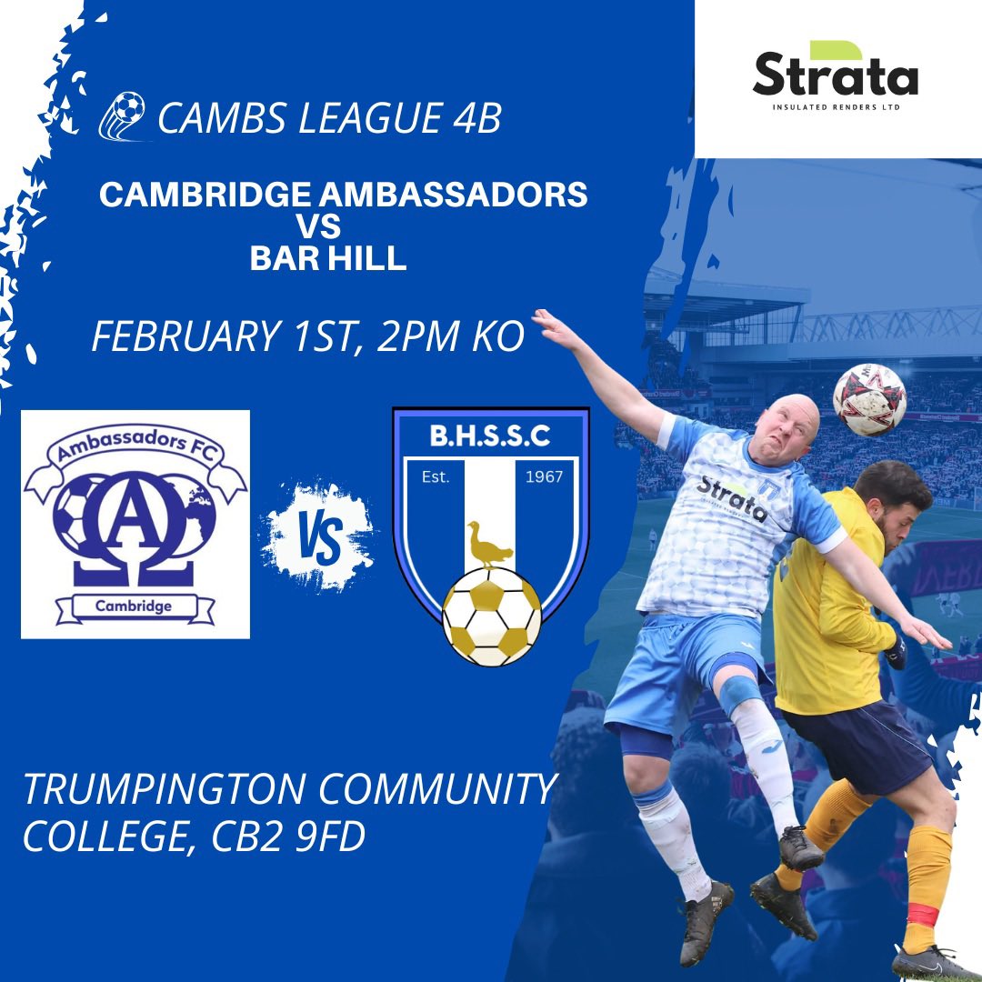 Bar Hill FC (@bhillfc) on Twitter photo 🗓️ We take a trip to <a href="/Cambambassadors/">Cambridge Ambassadors</a> res tomorrow.
🔙 Looking to bounce back from last weeks disappointment
⚽️ UTH 🗓️ We take a trip to <a href="/Cambambassadors/">Cambridge Ambassadors</a> res tomorrow.
🔙 Looking to bounce back from last weeks disappointment
⚽️ UTH