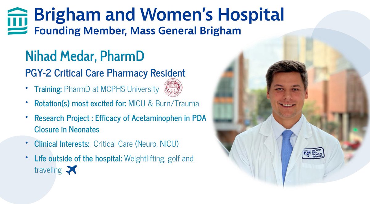 Meet Nihad, one of our amazing PGY2 critical care residents! Nihad began at BWH as a pharmacy intern in 2020, and we are so grateful to have witnessed his growth through residency! #PharmRes #TwitteRx