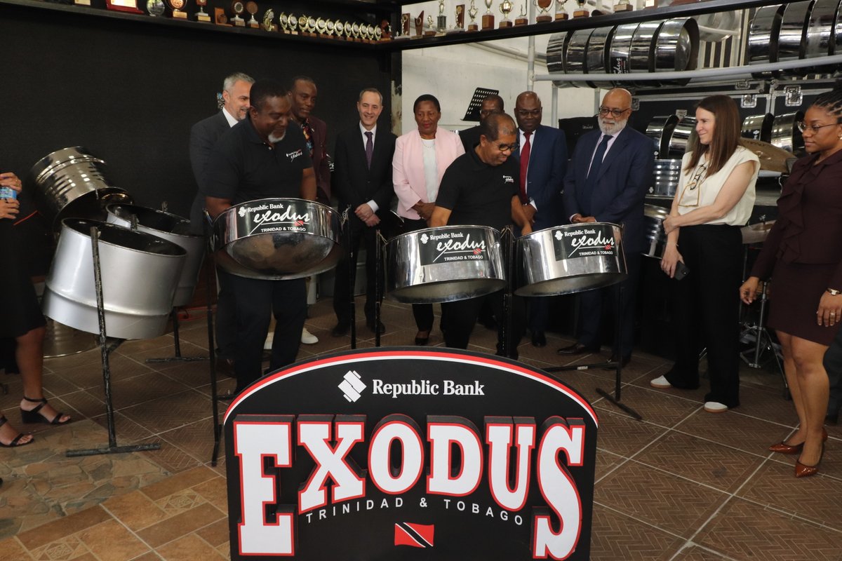 NedcoTT's tweet photo. 🎵 Exciting visit to Republic Bank Exodus Steel Orchestra w/ @the_IDB leaders! 
🥁Exploring how culture drives economic growth through our P.A.N Yard Roadshow. 🌴💼
CEO Calvin Maurice talks empowering communities via arts &amp; MSMEs. 🚀
#OrangeEconomy #CultureMeetsCommerce #NEDCOtt https://t.co/NM3yahd682