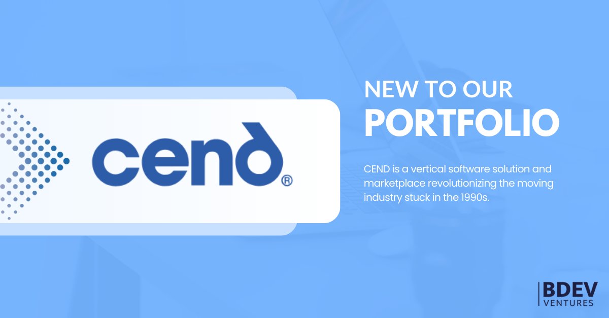 🚀 We're excited to announce our latest vertical software investment in Cend, a modern marketplace for the antiquated moving industry, revolutionizing the market by bringing a tailored, end-to-end operating system to 25,000 moving companies.🌐