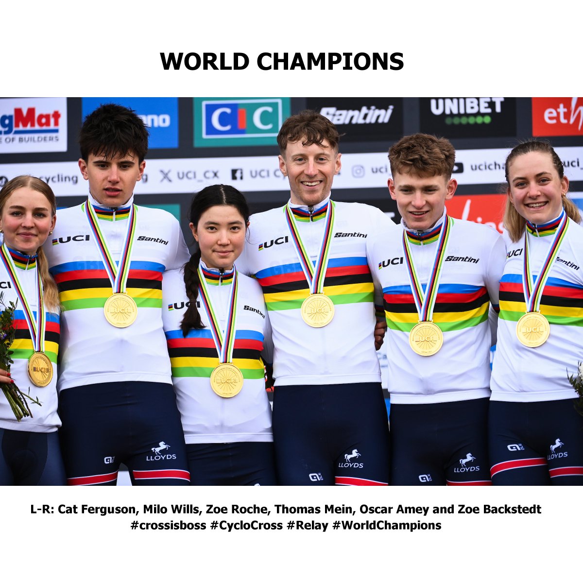 British Cycle Sport (@velouk) on Twitter photo REPORT: Teamwork makes the Dream Work for GB at CX Worlds
Zoe Backstedt, Milo Wills, Zoe Roche, Oscar Amey, Cat Ferguson & Thomas Mein are World CX Champions after winning the Relay velouk.net/2025/01/31/gb-…
<a href="/SANTINI_SMS/">Santini Cycling</a> #rainbows Custom Race Kit > Contact Jon: 0789 6810 839 REPORT: Teamwork makes the Dream Work for GB at CX Worlds
Zoe Backstedt, Milo Wills, Zoe Roche, Oscar Amey, Cat Ferguson & Thomas Mein are World CX Champions after winning the Relay velouk.net/2025/01/31/gb-…
<a href="/SANTINI_SMS/">Santini Cycling</a> #rainbows Custom Race Kit > Contact Jon: 0789 6810 839