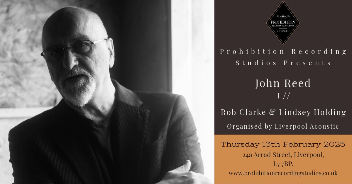 Liverpool Acoustic (@lpoolacoustic) on Twitter photo Thursday 13th February - Liverpool Acoustic presents John Reed Live + support from <a href="/robclarkemusic/">Rob Clarke</a> & Lindsey Holding at <a href="/ProhibitionLive/">Prohibition Recording Studios</a>
Advance tickets are still available. Doors 7pm. prohibitionrecordingstudios.co.uk/events/liverpo… Thursday 13th February - Liverpool Acoustic presents John Reed Live + support from <a href="/robclarkemusic/">Rob Clarke</a> & Lindsey Holding at <a href="/ProhibitionLive/">Prohibition Recording Studios</a>
Advance tickets are still available. Doors 7pm. prohibitionrecordingstudios.co.uk/events/liverpo…