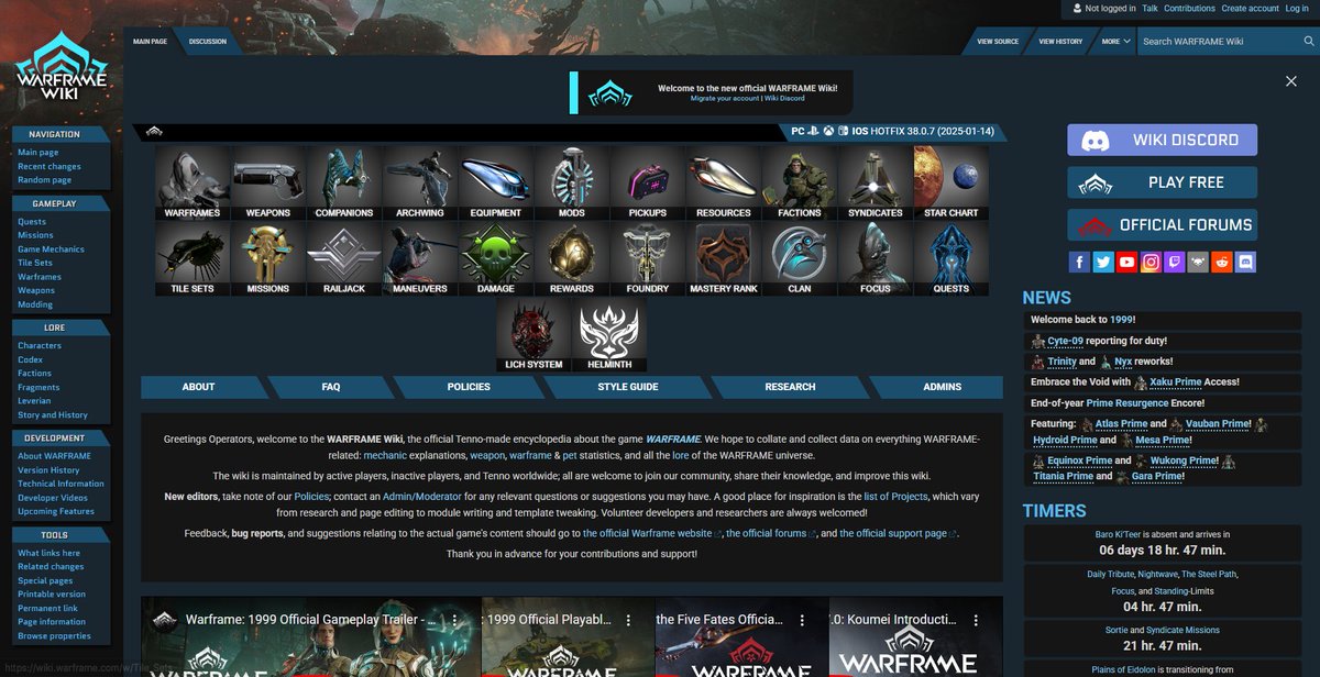 There's now an official Warframe wiki page
wiki.warframe.com
#Warframe