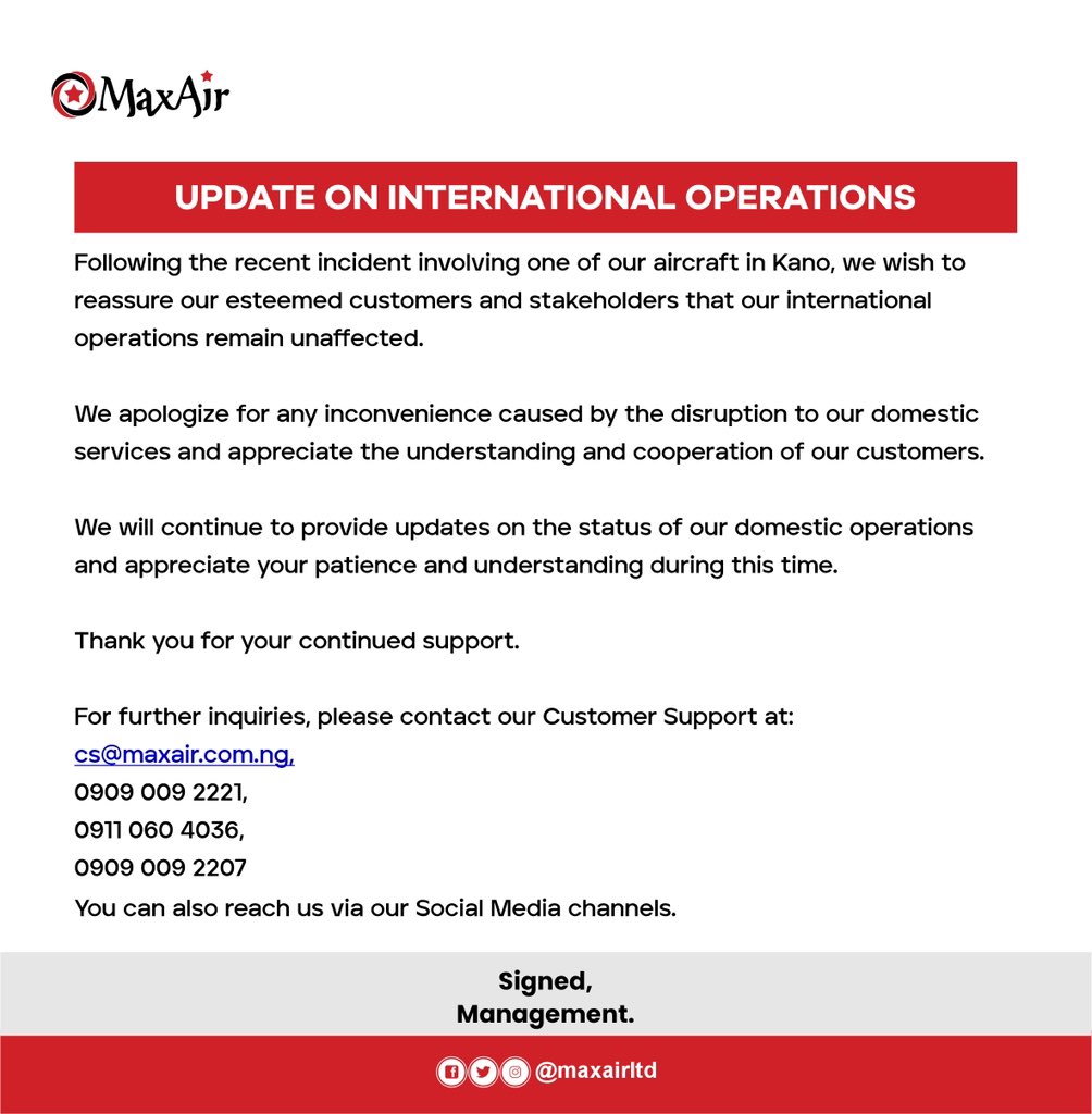 UPDATE ON INTERNATIONAL OPERATIONS