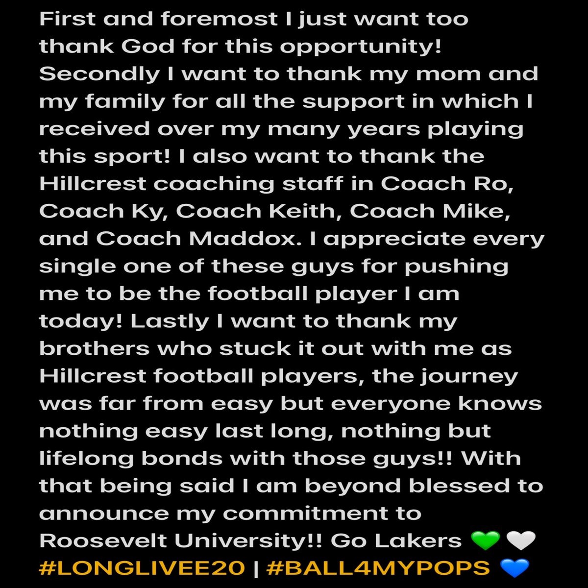 Eric Pike III (@_p1ke) on Twitter photo After long talks with my family, I am beyond blessed to announce that I am 100% committed too roosevelt university! GO LAKERS 💚 <a href="/CoachFitz_FB/">Patton Fitzpatrick</a> After long talks with my family, I am beyond blessed to announce that I am 100% committed too roosevelt university! GO LAKERS 💚 <a href="/CoachFitz_FB/">Patton Fitzpatrick</a>