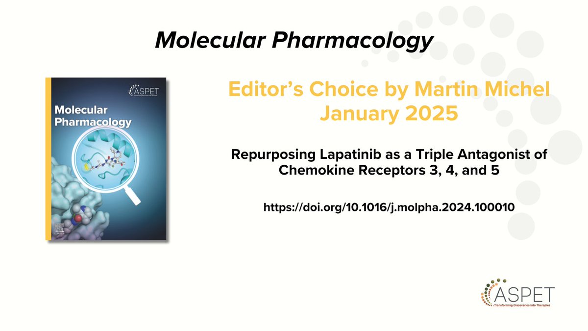 Researchers from Collaborations Pharmaceuticals used machine learning models to identify the tyrosine kinase inhibitor lapatinib as antagonist at chemokine receptors 3, 4 and 5, highlighting the role of such approaches for drug discovery. Read here: doi.org/10.1016/j.molp…