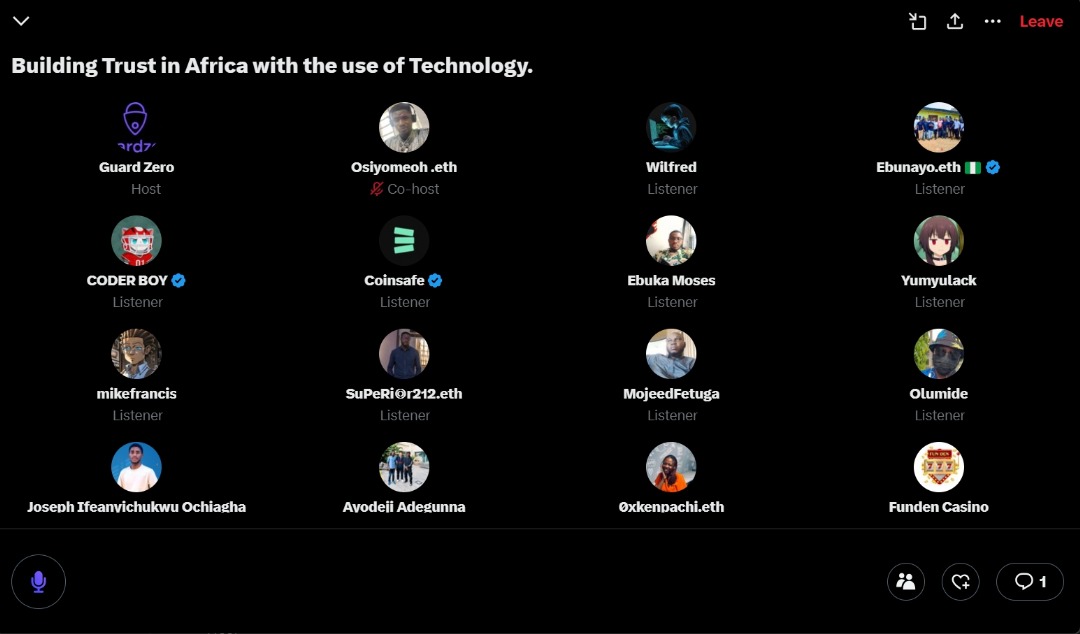 Guard Zero (@guardzeronchain) on Twitter photo We're live now, the conversation is on Building Trust in Africa with the use of technology We're live now, the conversation is on Building Trust in Africa with the use of technology