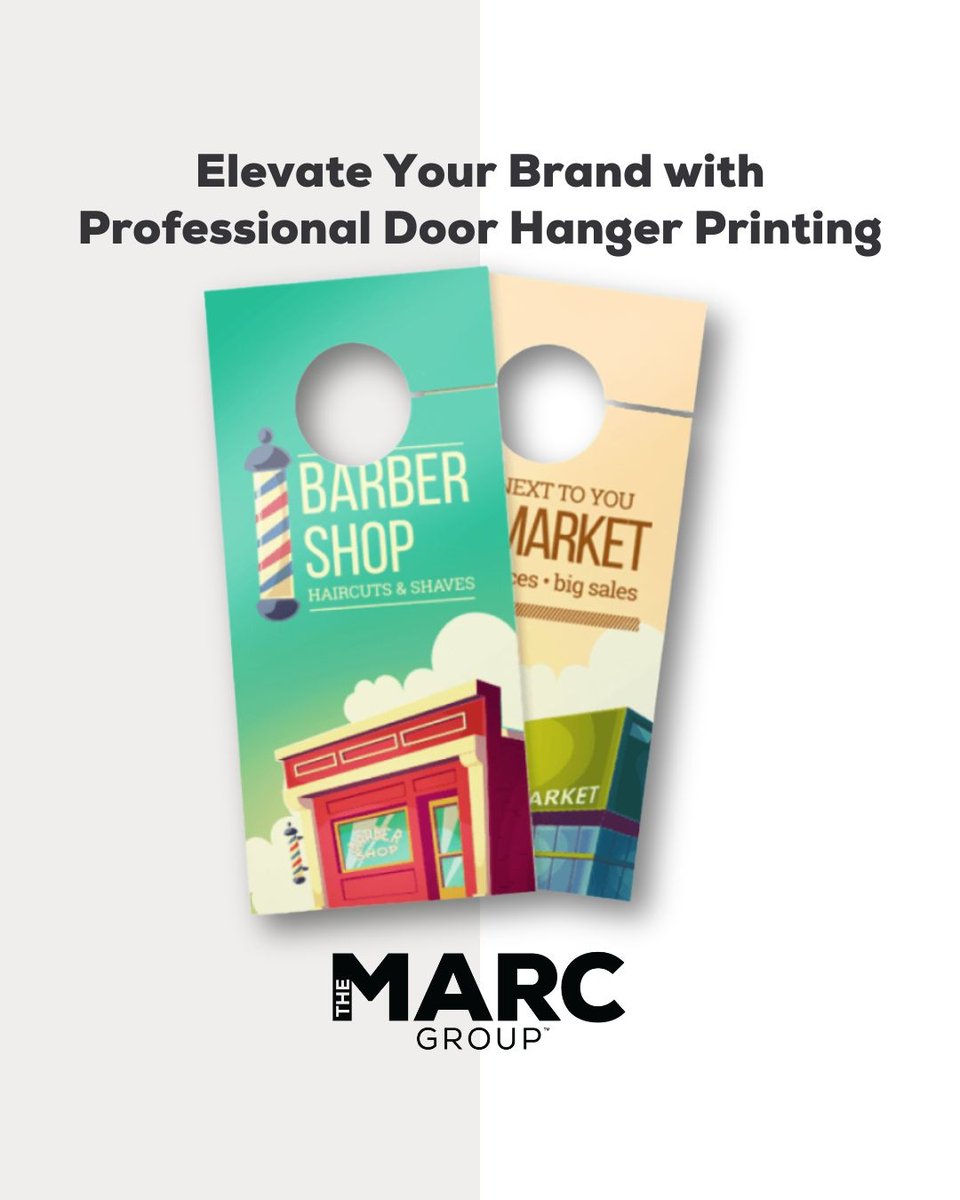 🚪🎯 Want to leave a lasting impression? Elevate your brand with custom door hanger printing from The MARC Group! Whether it's a clever offer, an event reminder, or just some friendly neighborhood marketing, we’ll help you get the word out in style. 

themarcgroupinc.com