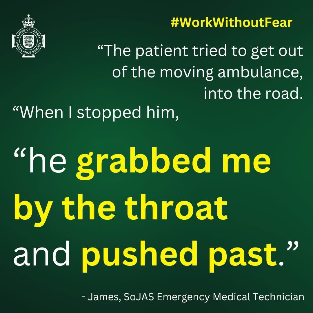 JsyAmbulance's tweet image. Our colleagues deserve to come to work each day without fearing for their safety. 

Here's a reminder of just a handful of the incidents we've faced while trying to care for our patients.

If you need our assistance, remember #respectsaveslives 

#workwithoutfear