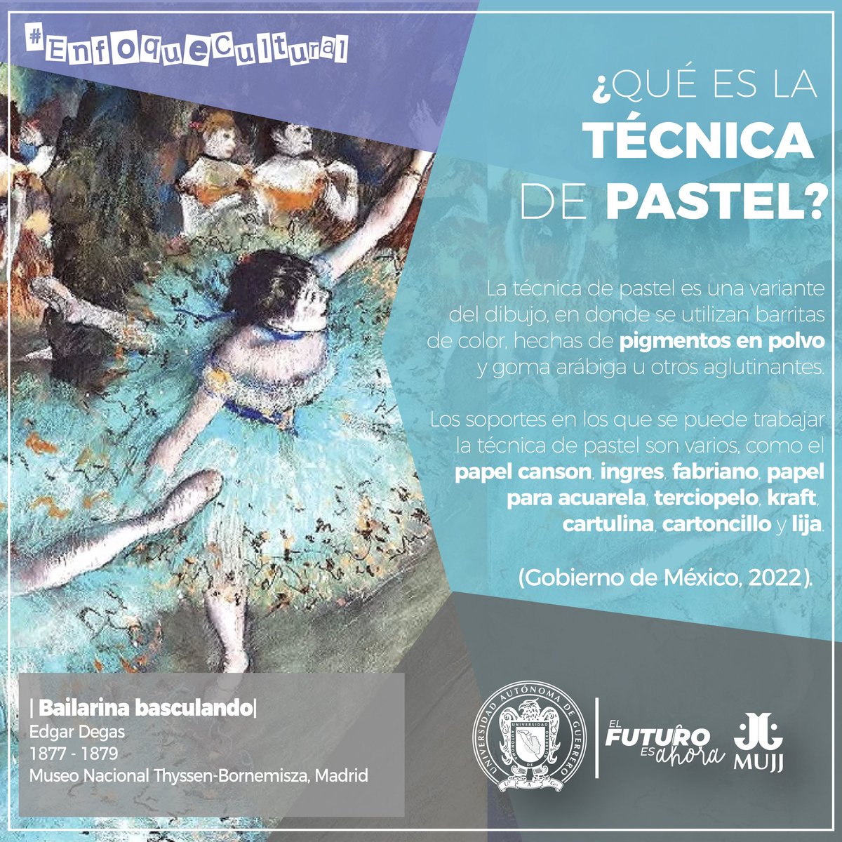 🎨🖌️ El día de hoy en #EnfoqueCultural te compartimos información sobre la técnica de pastel. 

Déjanos en los comentarios, ¿qué más sabes sobre esta técnica?.  📲

#ElFuturoEsAhora #PreservandoLaCultura
