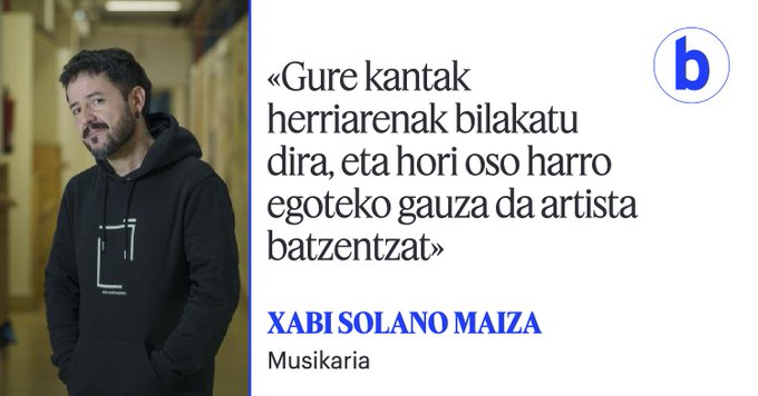 🗣️  Hemezortzi urte dira aurten
<a href="/EsneBeltza/">ESNE BELTZA</a> taldea Euskal Herriko eta munduko ehunka txokotan bere musika zabaltzen hasi zela, eta bihar emango du bere ibilbideko azken kontzertua, Bilbo Arenan.
<a href="/barekurkuilua/">Urko</a> 
berria.eus/kultura/gure-a…
