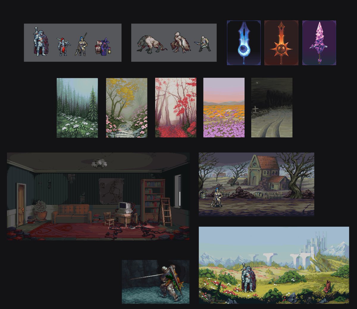 Hey! I'm open to commissions and job offers in #gamedev projects. I specialize in environment, backgrounds, props, character design. 

Contact me by:
Email: pixelarts.681104@gmail.com 

#pixelart