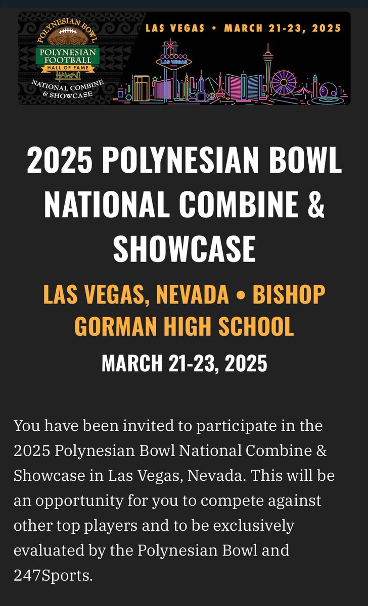 KVauls72's tweet image. Thank @polynesiabowl @PolynesianFBHOF for the prestigious invite! See you in March!! @PrepRedzoneSC @1luv5 @junebugnewyork @247sports