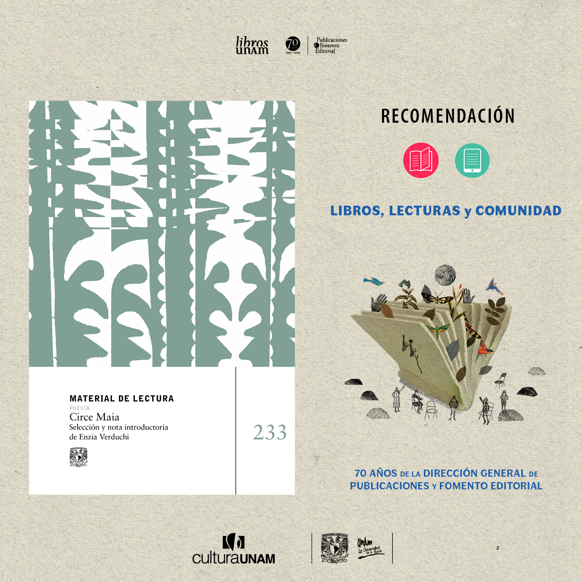 "En Tacuarembó" (fragmento)

Y no recuerdo más.
Agua de la memoria en que todo naufraga
cielo barrido siempre por el viento.

🇺🇾 Más información del #MaterialDeLectura de la escritora uruguaya Circe Maia en el suplemento de #LibrosUNAM. ➡️ bit.ly/4go5v67 📚