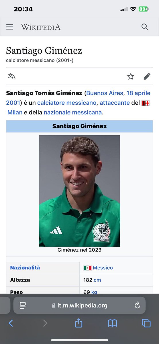 duzzi99d's tweet photo. Anche Wikipedia ci percula @Wikipedia #santiagogimenez #ACMilan #furlani #cardinale 😩❤️🖤 https://t.co/r4RNn2torA