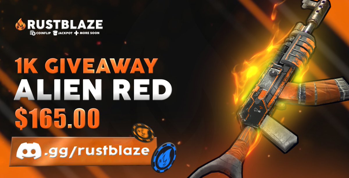 $165 ALIEN RED GIVEAWAY! 🔥   

To enter:  
📷 must be in discord.gg/rustblaze and enter in the giveaways channel!
✅ Tag 2 friends + follow!

WINNER 9TH OF FEBRUARY!