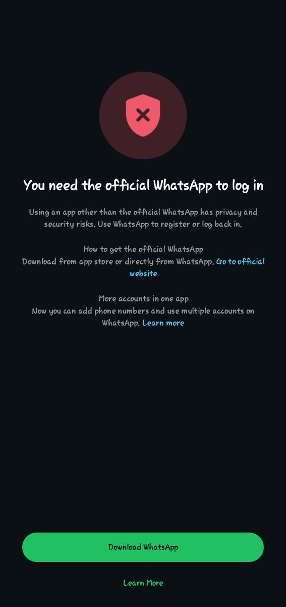 noblemyscine's tweet photo. @WhatsApp my whatsapp is saying this when i want to login. Please what is the solution https://t.co/Mr0Nkm8P7e