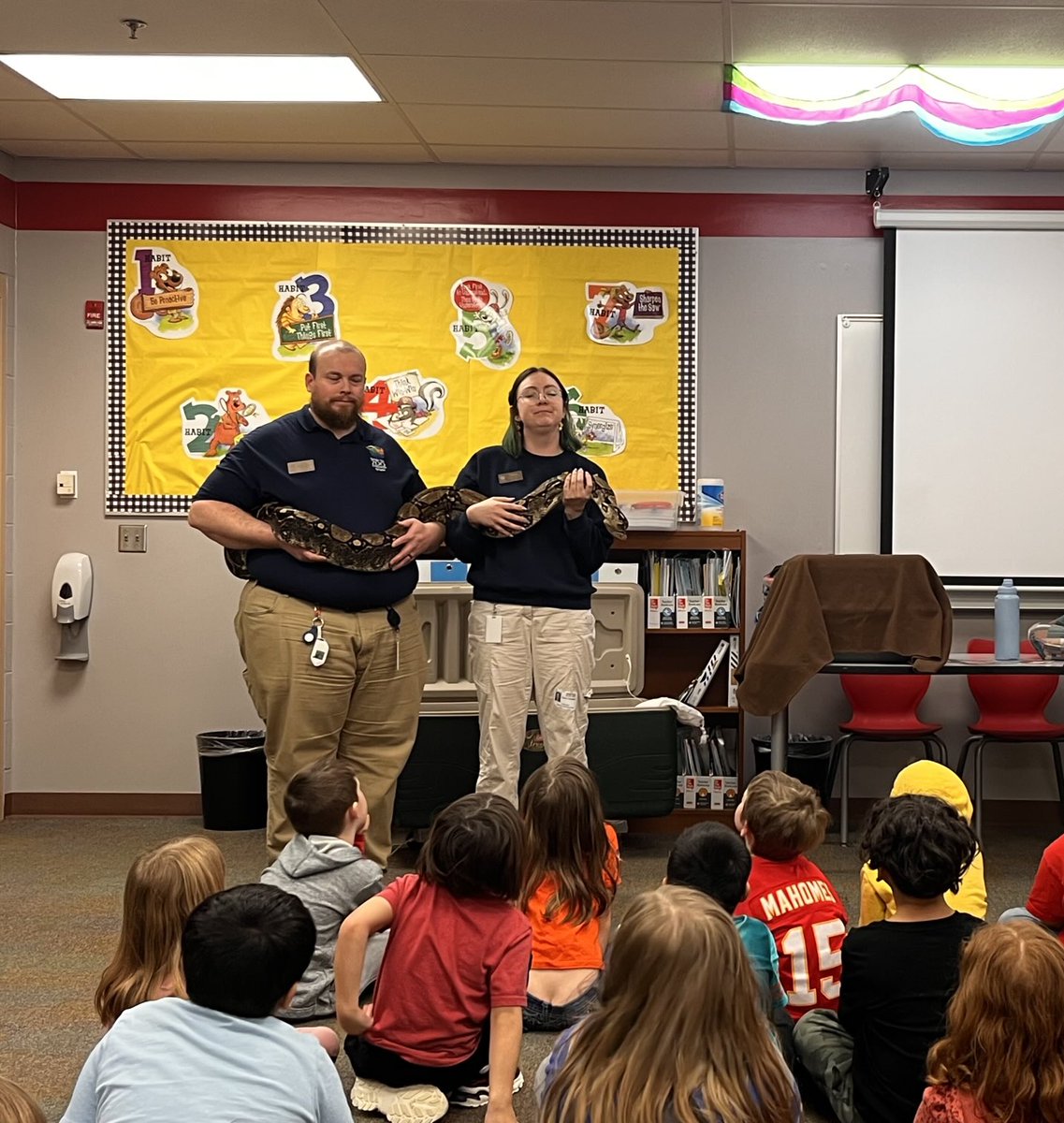 Bubba, the snake, visited 1st grade today. So fun! ⁦<a href="/KansasCityZoo/">Kansas City Zoo & Aquarium</a>⁩
