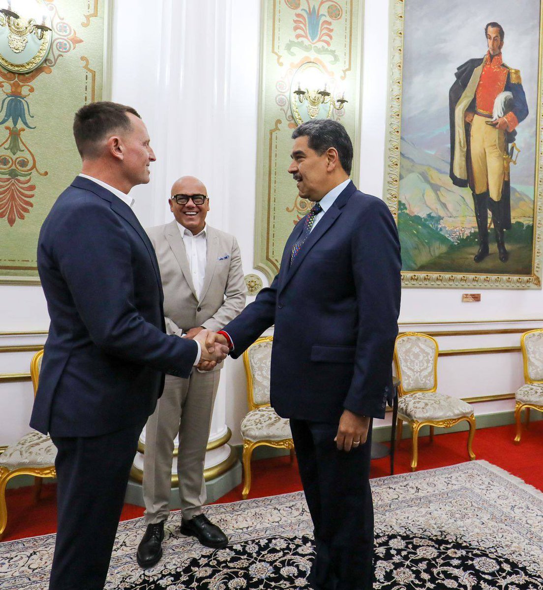 boz (@bloggingsbyboz) on Twitter photo Grenell and Maduro shaking hands. I assumed a meeting like this would happen this year. I predicted Trump's pivot towards Maduro in several newsletters in recent months. But until earlier this week, I did not expect it to come in January. Events are moving quickly. Grenell and Maduro shaking hands. I assumed a meeting like this would happen this year. I predicted Trump's pivot towards Maduro in several newsletters in recent months. But until earlier this week, I did not expect it to come in January. Events are moving quickly.