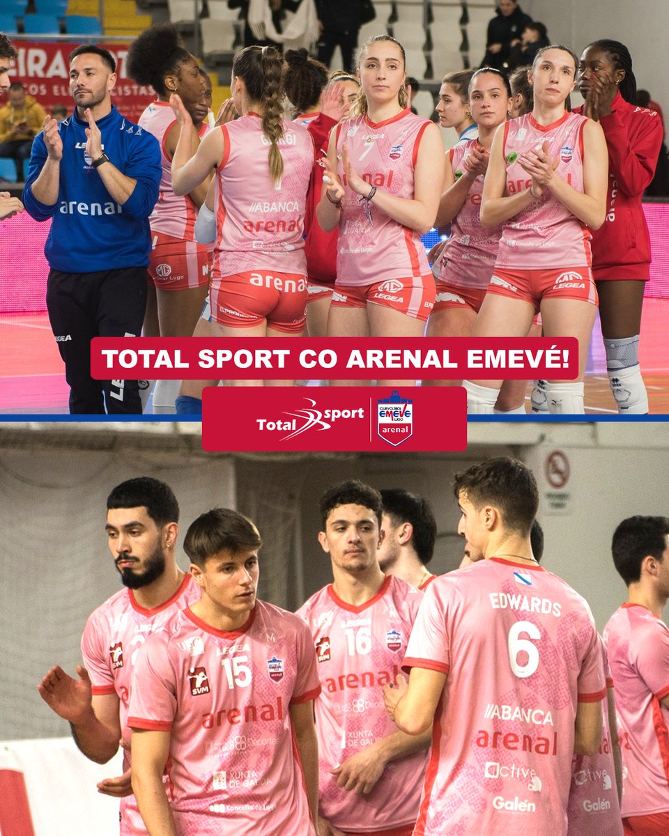 O sábado día 8 o ARENAL EMEVÉ precisa o apoio de todos nós 🏐

Dende TOTAL SPORT apoiamos que LUGO QUERE SUPERLIGA ❤️💙

🎟️ Entrada gratuíta para todas/os este sábado día no Pabellón Municipal dos Deportes
⏰ 17:00 Arenal Emevé -  Barça Fem
⏰ 19:45 Arenal Emevé - Cisneros Mas