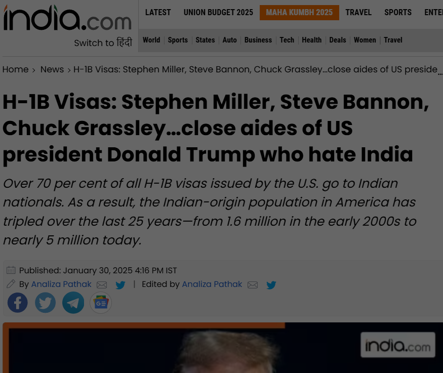 War4theWest's tweet image. We have allies who understand the vast damage 42.7 million foreign workers are doing to Americans. Our message is getting through. 

Notice how wanting to serve American worker's interests is portrayed as "hate" of India. This is classic Indian victim blaming and shaming in an…