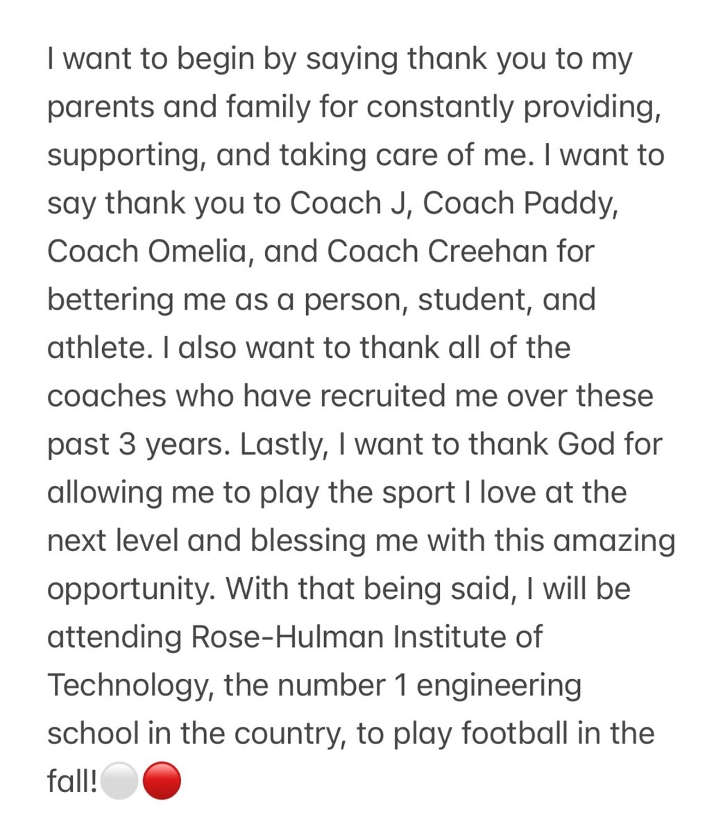Austin Porter (@aporter_6) on Twitter photo Committed to <a href="/RoseHulmanFB/">Rose-Hulman Football</a>! Thank you <a href="/CoachSokolRHIT/">Jeff Sokol</a> <a href="/CoachSkibba/">Lucas Skibba</a> <a href="/CoachMas_35/">Jalen Masden</a> <a href="/CoachCFarris/">Coach Chase Farris</a> for this wonderful opportunity! #WeWork
<a href="/JPIISports/">JPII Athletics</a> <a href="/JP2HSVFootball/">JPII Falcon Football</a> <a href="/HallTechSports1/">Hall-Tech Sports</a> Committed to <a href="/RoseHulmanFB/">Rose-Hulman Football</a>! Thank you <a href="/CoachSokolRHIT/">Jeff Sokol</a> <a href="/CoachSkibba/">Lucas Skibba</a> <a href="/CoachMas_35/">Jalen Masden</a> <a href="/CoachCFarris/">Coach Chase Farris</a> for this wonderful opportunity! #WeWork
<a href="/JPIISports/">JPII Athletics</a> <a href="/JP2HSVFootball/">JPII Falcon Football</a> <a href="/HallTechSports1/">Hall-Tech Sports</a>