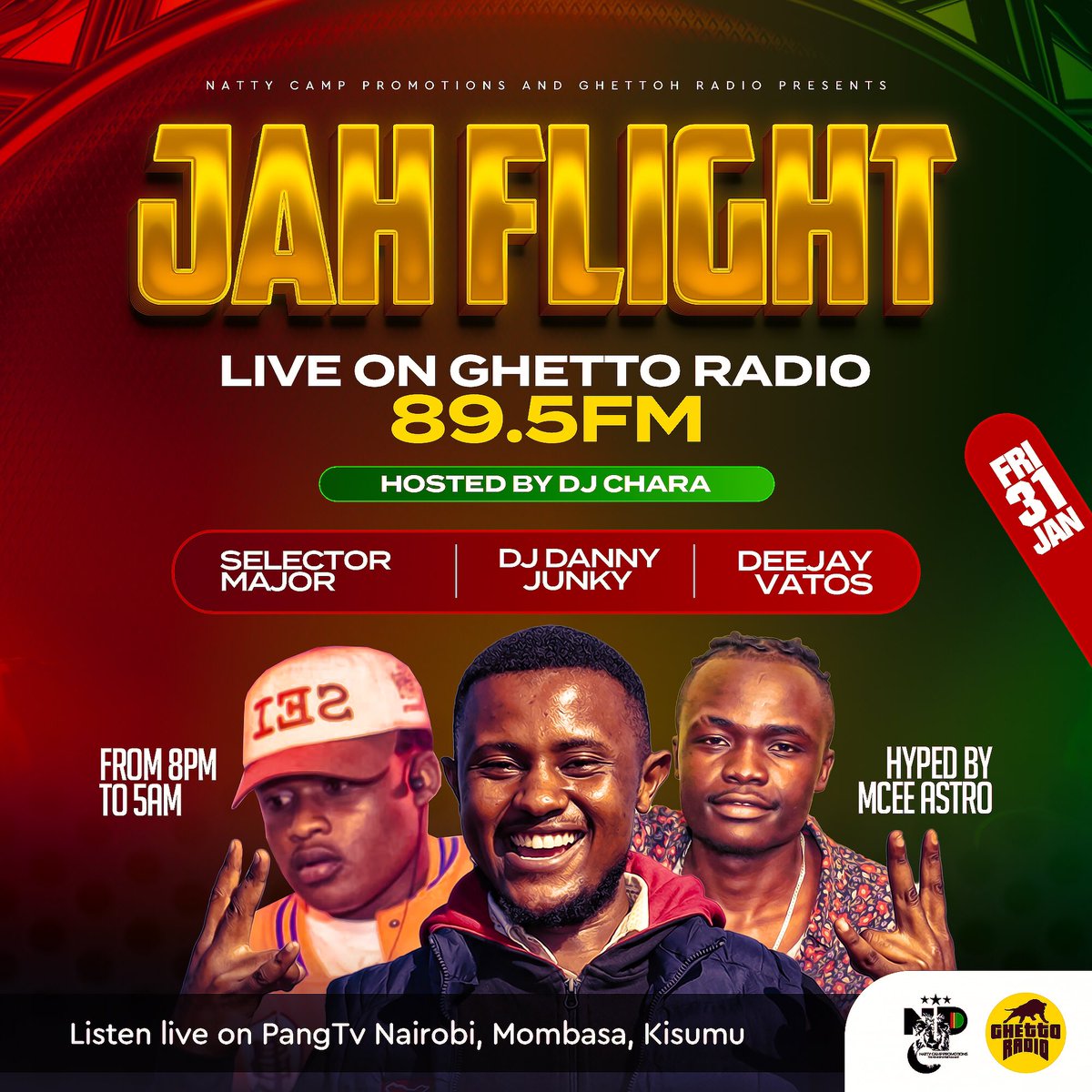 Keeping it real on your favorite frequency… #JAHFLIGHT show taking over on <a href="/ghettoradio895/">Ghetto Radio</a> feat <a href="/CharraDeejay/">Deejay Charra</a> 
<a href="/AngelMariam14/">Angel Mariam</a> 
<a href="/MpesaYahKangemi/">𝕄𝕡𝕖𝕤𝕒 𝕐𝕒𝕙 𝕂𝕒𝕟𝕘𝕖𝕞𝕚 💵🤑ℝ𝕠𝕦𝕥𝕖23🔞</a> 
<a href="/rasburningjnr/">IG RAS BURNING JUNIOR</a> 
<a href="/LindaOmolo/">LindaDehLupirahWololo</a> 
<a href="/Ijaluo1/">Jaber001🌊💦🦟🇰🇪🇧🇭🚯🔞</a> 
<a href="/Ruthmueni254/">Ruth Mueni(Tala finest)</a> 
<a href="/Aliluyo4/">Ali luyo</a> 
<a href="/DManagalles/">Dan Managalles🇰🇪🇧🇴</a> 
<a href="/RasEduu/">Ra's Eduu Wa Nandi-Hills</a>