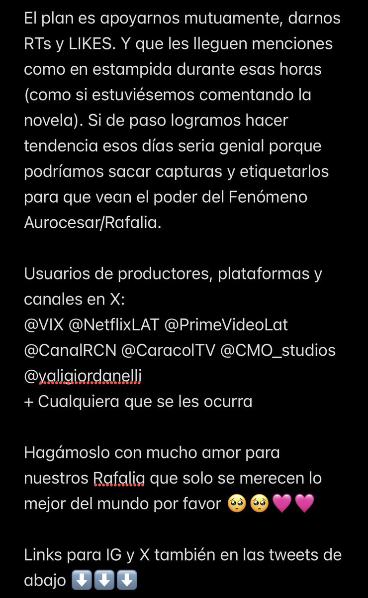 🗣️ CHICAS ATENTAS QUE SE VIENE PROYECTO RAFALIA

Lean con atención por favor para que podamos hacer todo lo posible por apoyar esto, y compartan en todos los grupos en los que estén.

Abajo dejo links de perfiles de IG y de X

Dar RT para que llegue a más personas, por favor