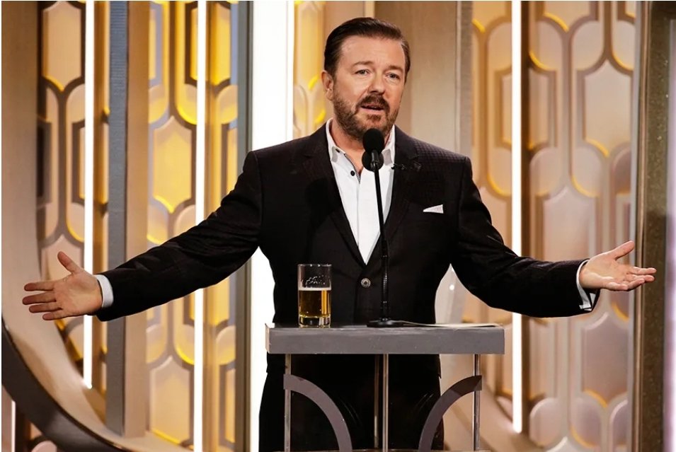 Trump acts like Gervais' last golden globe. He knows he won't be back, he's roasting everyone and he just don't care. But he ain't funny...