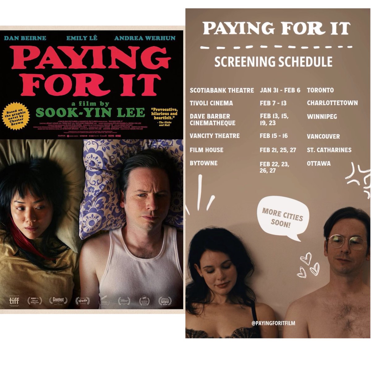 PAYING FOR IT film and Original Soundtrack are out today! For tickets: Scotiabank Cineplex 259 Richmond St. W. T.O  and limited edition CDs <a href="/mintrecords/">Mint Records</a> go here: linktr.ee/sookyinlee <a href="/payingforitfilm/">Payingforitfilm</a> Me and Chester will be at tonight's 6:30PM screening for a Q&amp;A sea soon! 💗