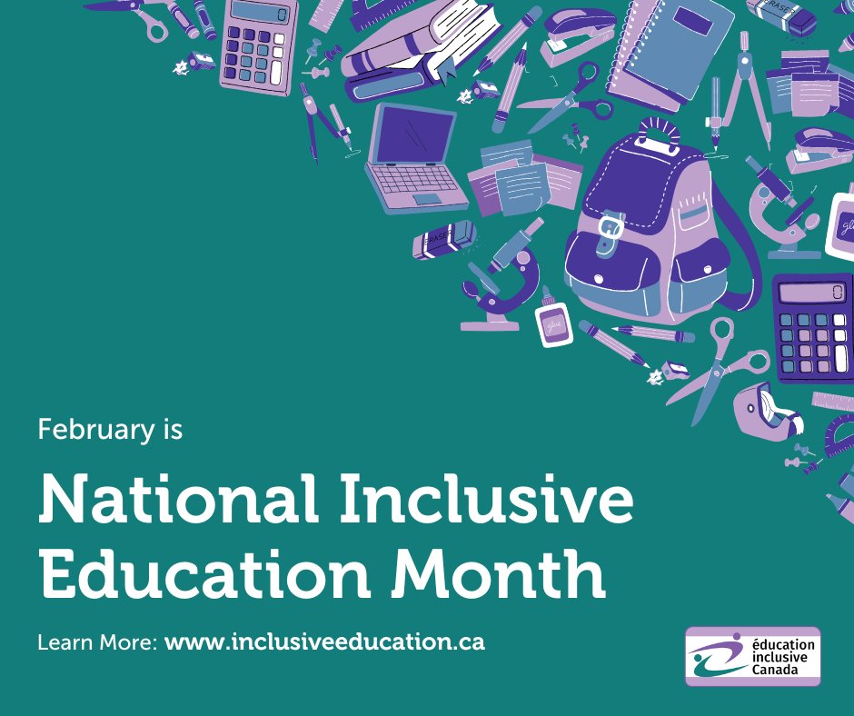 InclusiveEdCan's tweet photo. Today is the start of #InclusiveEducationMonth! Every Feb, we reflect on what we’ve done to ensure all students have access to inclusive education and the work &amp; challenges ahead. This month we'll be posting about #InclusiveEd &amp; will share some of our new initiatives. Stay tuned! https://t.co/97G6PqJPtQ