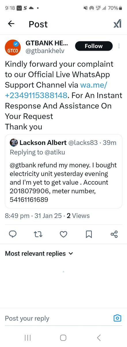 lacks83's tweet photo. @atiku @ GTBank, I've been defrauded just now https://t.co/Oq4ewZwi17