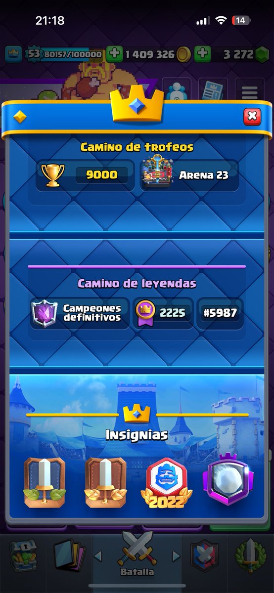 Bueno, aproximadamente ya han pasado casi 2 años desde que me banearon mi única cuenta, ahora estoy volviendo al CR con la torres al nivel 14, pero en un puesto decente en el meta. Y lo mejor es jugar con el mazo fiel.