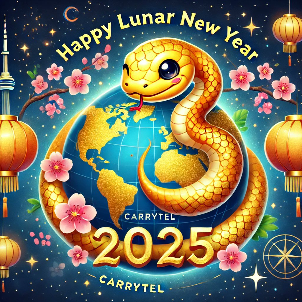 CCarrytel's tweet photo. Happy Lunar New Year 2025 from Carrytel! Celebrate the Year of the Snake with our reliable, high-speed internet. Exciting news for British Columbia: our 1000Mbps and 500Mbps plans are here! Enjoy ultra-fast speeds for streaming, gaming, and video calls. https://t.co/Hu9zwexJtq