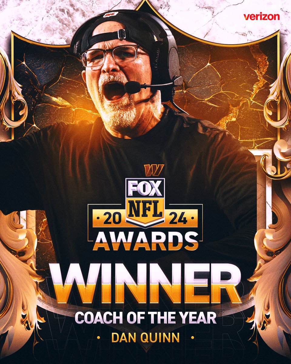 NFL on FOX Podcast (@nflonfoxpod) on Twitter photo Your 2024 Coach of the Year is <a href="/Commanders/">Washington Commanders</a>' HC Dan Quinn, as voted on by NFL on FOX fans! 👏 Your 2024 Coach of the Year is <a href="/Commanders/">Washington Commanders</a>' HC Dan Quinn, as voted on by NFL on FOX fans! 👏