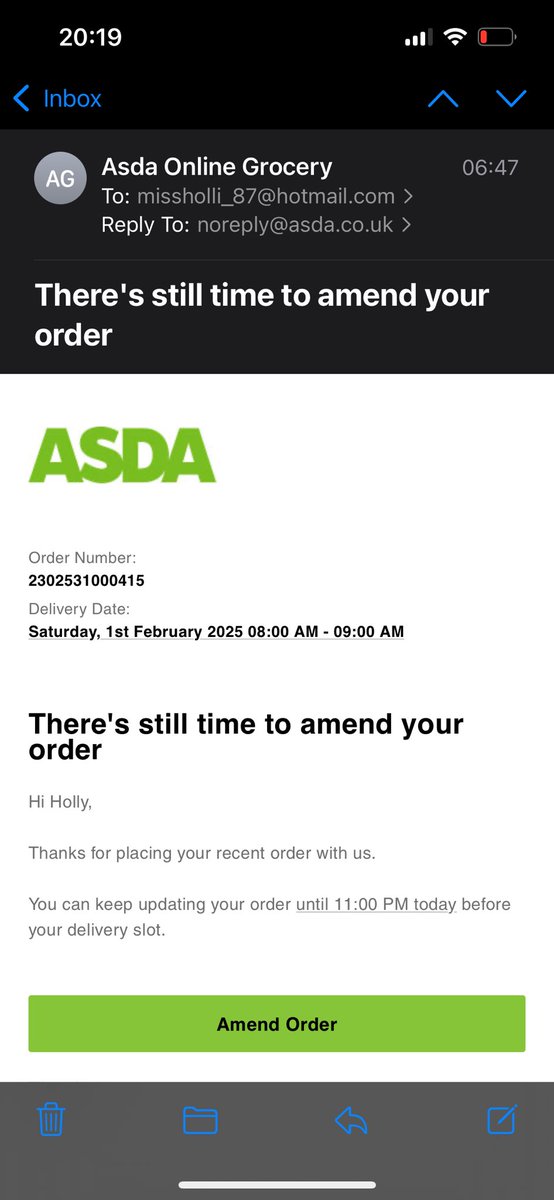 HolliLomas's tweet photo. @AsdaServiceTeam why when I try to amend and order I placed 3 days ago, which you emailed me this morning to say I could amend until 11pm tonight, are the app and your website both saying my slot has now expired?! https://t.co/lWBCDMRTkP