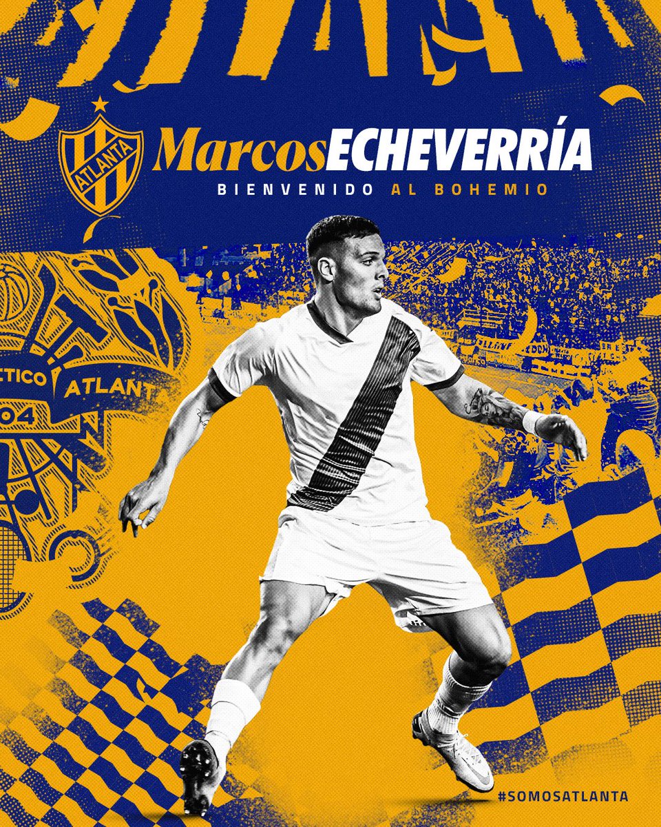 ¡𝑴𝒂𝒓𝒄𝒐𝒔 𝑬𝒄𝒉𝒆𝒗𝒆𝒓𝒓𝒊𝒂 𝒆𝒔 𝒏𝒖𝒆𝒗𝒐 𝒋𝒖𝒈𝒂𝒅𝒐𝒓 𝒅𝒆𝒍 𝑩𝒐𝒉𝒆𝒎𝒊𝒐! 🇺🇦

El delantero de 21 años puso la firma y es refuerzo de #Atlanta. Llega proveniente de Banfield a préstamo sin cargo y sin opción, por un año ✍🏻

¡Vamos, pibe! 

#SomosAtlanta 🟡🔵